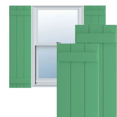 True Fit PVC, Three Board Joined Board-n-Batten Shutters, Lilly Pads, 16 1/8W X 43H